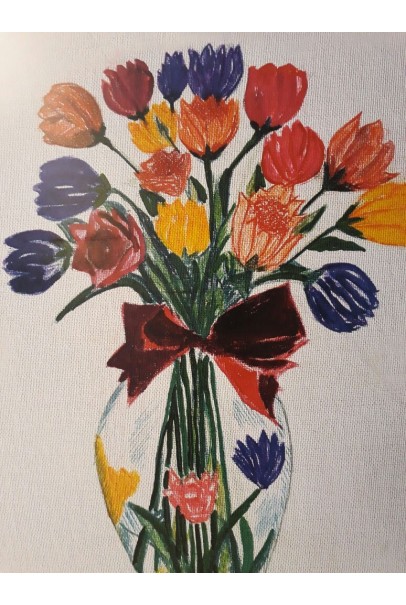 Flower Pot (Canvas) With Frame(Tigar)-11"X15" Flower Pot (Canvas) With Frame(Tigar)-11"X15"